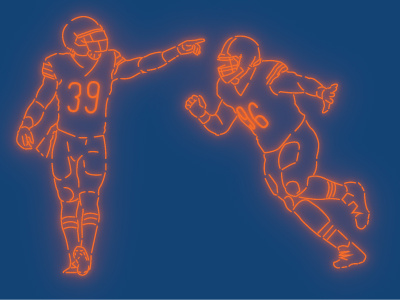 Bears Neon Poster Series - Defense bears football navy neon orange