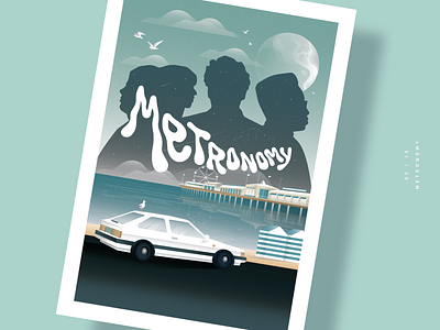 Metronomy poster 2d band beach car design graphic design illustration illustration art illustration design metronomy poster summer vector