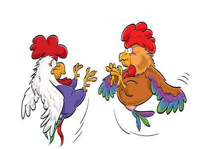 Roosters activities animal illustrations animals chicken design funny character humorous illustration rooster