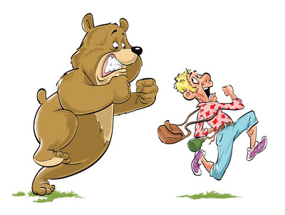 Bear and vanderer animal illustration bear design funny character humorous illustration illustration art vanderer vector