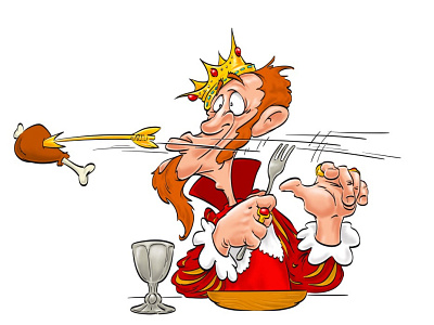 Eating king eat fairy tales fairytale funny character human illustration humorous illustration illustration illustration art king vector