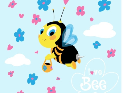 bee animal illustration animals bees design flat design humorous illustration illustration art love vector