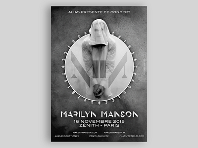 Marilyn Manson Paris concert poster concept design gig poster graphic design grunge illustrator marilyn manson music photoshop poster rock