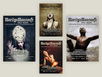 HOLY WOOD 20th anniversary posters 2000s adobe artwork concept goth graphic design graphicdesign grunge holy wood holywood illustrator marilyn manson music photoshop poster posterdesign
