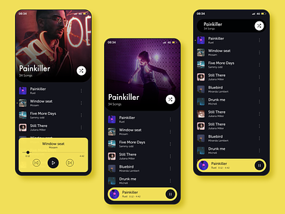 Music App anuraj app bangalore dark iphone mobile interface music player playlist ui ux