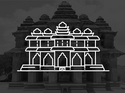 Minimal Landmark Illustration - Lotus Mahal hampi iconography icons illustration india karnataka landmark landmarks lotusmahal minimal series wonder