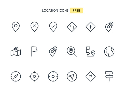 Location Icons Set Freebie free freebies icons iconset illustrator line location maps vector