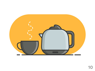 Tea Time! (illustration series 10) coffee cup flat icon icon set kettle outline tea ui ui illustration vector
