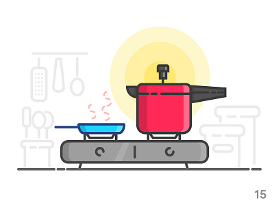 Kitchen (illustration series 15) cooker flat food frying pan icon icon set kitchen outline stove ui ui illustration vector