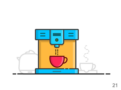 Coffe Machine (illustration series 21) coffe cup flat icon icon set machine outline tea ui ui illustration vector