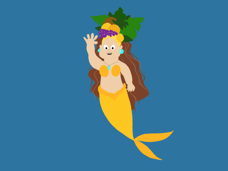 Wave and Wiggle adobe aftereffects animated gif animation design dribbble duik flat illustration mermaid mermay2020 minimal vector