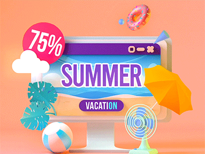 Summer Vacation 3d 3d animation 3d art 3d artist animation branding design illustration summer summertime