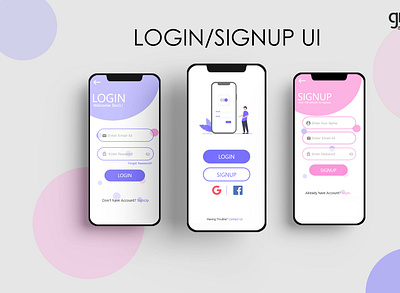 Login/Signup Ui adobexd design figma login loginscreen mockup phone ui ui design uiux uxdesign uxui
