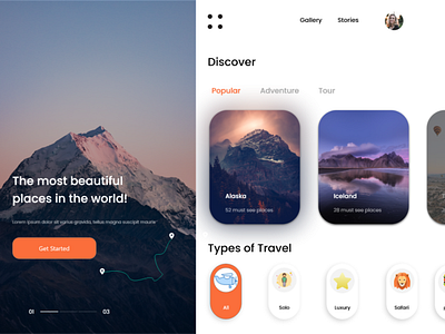 Travel App UI branding design illustration minimal travel ui uiux user experience user interface ux vector