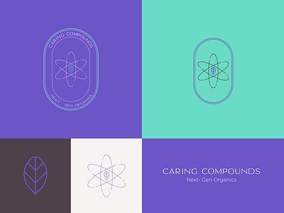 Caring Compounds Identity branding design emblem illustration logo logotype mark minimal organic packaging science skincare typography vector