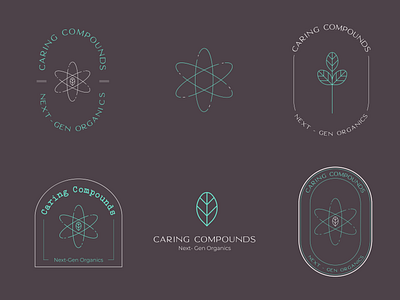 Caring Compounds - Dark branding dark emblem illustration logo logotype mark minimal organic packaging science skincare typography vector