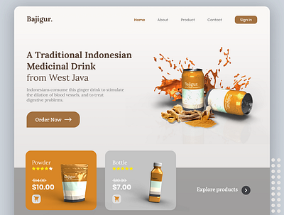 Bajigur - Traditional Indonesian Drink Landing Page drink drink menu flat landingpage local localbrand modern order product traditional uidesign uiux website