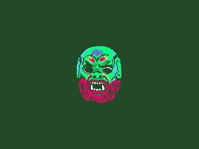 Troll Mask beard ben cooper green illustration line mask pink