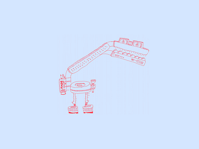 Fade-Task-Bot box clever drawing fade fade task light illustration light line drawing march of robots red robot