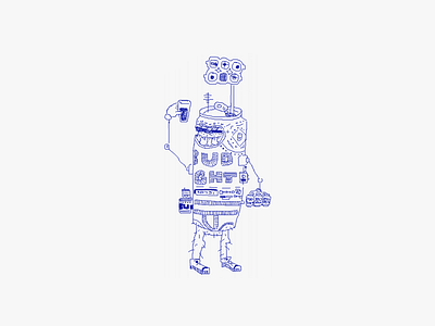 DillyTron-6 beer bud bud light can character drawing drink illustration march of robots robot tall boy