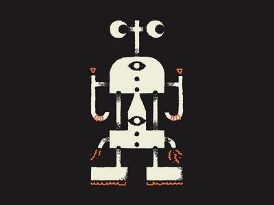 Buggitty Bugged-Out Bot brush character draw drawing illustration march of robots orange robot robot logo texture