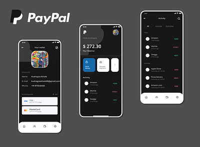 PayPal - Dark Mode app design finance payment paypal ui