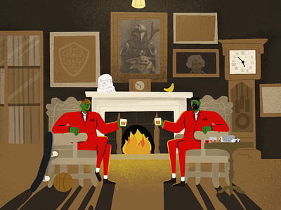 Happy Holidays! after effects animation characters cheers gentlemen holiday holiday card holidays illustration loop parlour procreate