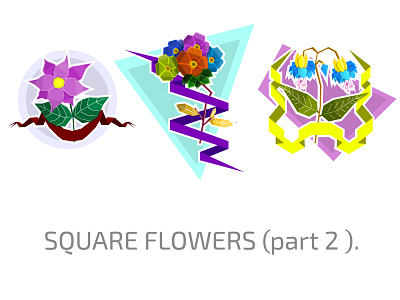 Square flowers branding design floral flower flower set flowers icon illustration logo set vector