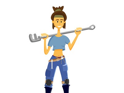 Girl mechanic. auto mechanic design girl illustration mechanic vector