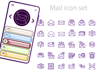 Mail icon set design icon icon set illustration mail mail icon ui vector