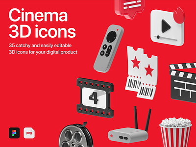Cinema 3D icons 3d 3d icons 3d illustrations cinema cinema4d free icons mobile movie netflix series stream tv uxui web webdesign