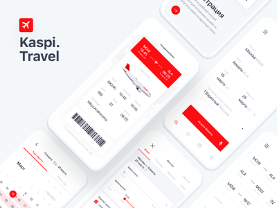 KaspiTravel app booking clean flight mimalistic mobile travel typography ui ux uxui