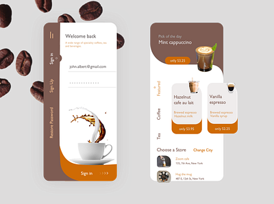 Coffee Shop Mobile App app coffee app design mobile mobile app design ui uiux