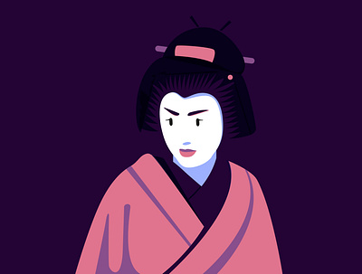 Geisha bold illustration character editorial editorial illustration fashion flat portrait geisha giappone illustrator japanese culture japanese tradition japon pop culture vector portrait