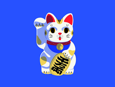 Lucky Neko adobe illustrator blue bold flat japan symbol japan travel lucky lucky cat neko vector illustration 招き猫