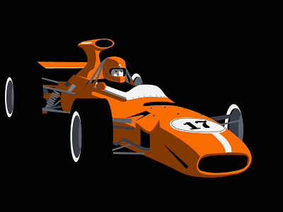 Run, run! car editorial flat formula 1 illustrator oldies orange sport illustration vector vintage