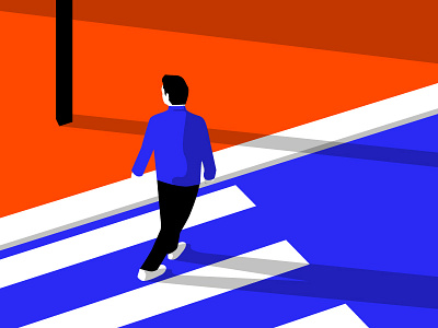 Alone blue bold illustration illustration travel illustrator minimalist illustration orange shadow street vector