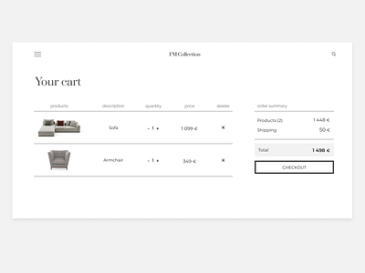 Shopping cart dailyuichallenge design furniture online store shopping cart ui ux web design