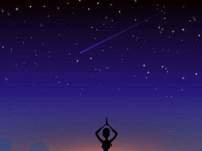 Night yoga animation design flat illustration minimal vector