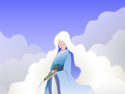 clouds girl illustration illustrator vector