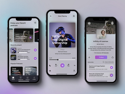 Future podcast app colour cosmos design frame graphic design podcast ui