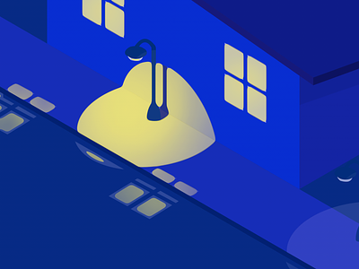 Minimalist illustration - Night in Blue blue creative flat illustration isometric light minimalist night simple