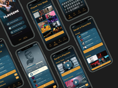 Playsome app branding design music app typography ui ux