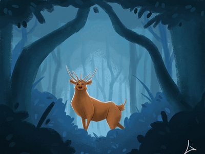 Deer art artist artwork character characterdesign deer design draw illustration magic monster night