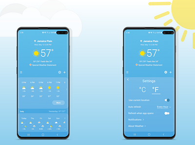 Daily UI 007 - Create a Settings Screen android daily ui design exercise galaxy s10 illustration mobile samsung settings ui weather