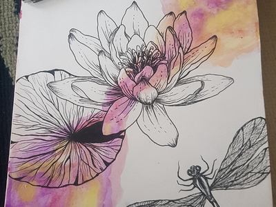 Flower and dragonfly dragonfly flower micron pen pen