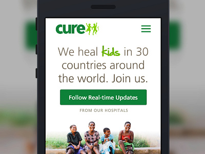 cure.org Redesign frutiger hand of sean healthcare kids mobile mockup redesign