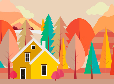 FOREST HOUSE design flat illustration illustration illustrator vector vectorart