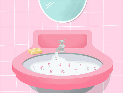 Pink Sink art drawing flat illustration illustrator insecurity pink sink soap vector