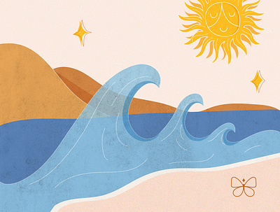 Mago Solar art beach design flat il flat illustration illustration illustrator pink sea summer sun vector wave